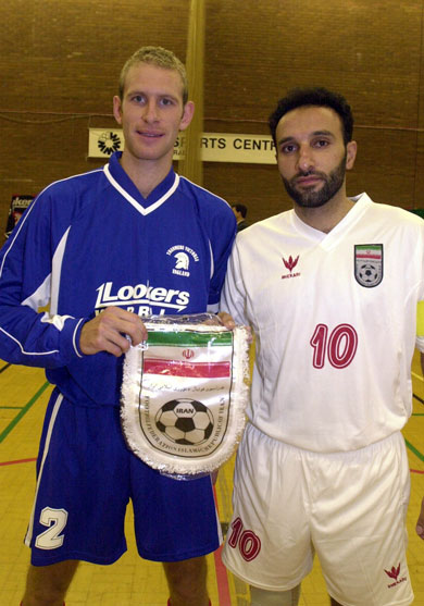 Captain Mike Corran with Iranian Captain Heidarian (Photo courtesy: Tranmere Victoria)