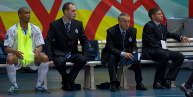 Dinamo*s bench looking at what happens in the pitch (Photo courtesy: Konstantin Molchanov)