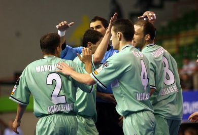 Marquinho, Neto, Schumacher, Daniel and Rafa: goal for Boomerang!(Photo courtesy: Angel Perez - LNFS)