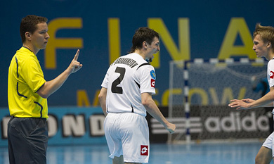 Shayakhmetov and Prudnikov celebrating a goal for Viz-Sinara (Photo courtesy: Konstantin Molchanov)