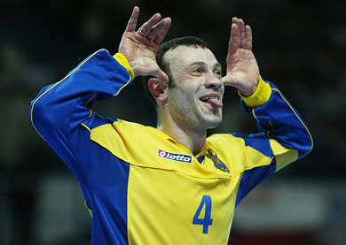 Koridze getting crazy to celebrate his first goal in the competition!! (Photo courtesy: Joe Pepler - UEFA.com)