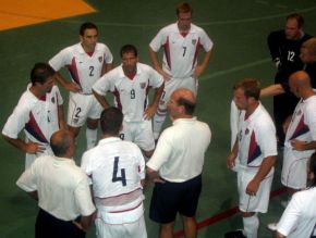 The U.S. gets together during Guyana*s timeout midway through the first half (Photo courtesy: US Soccer)
