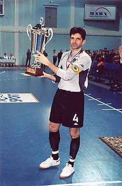 Dina Moscow captain Alexander Verizhnikov with the cup