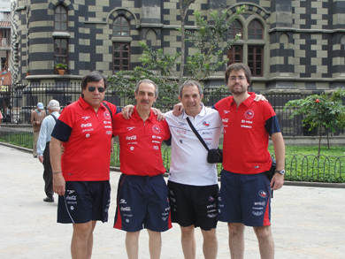 In Itagui, during the Under 20 South American Futsal Champs, with the Chilean technical staff